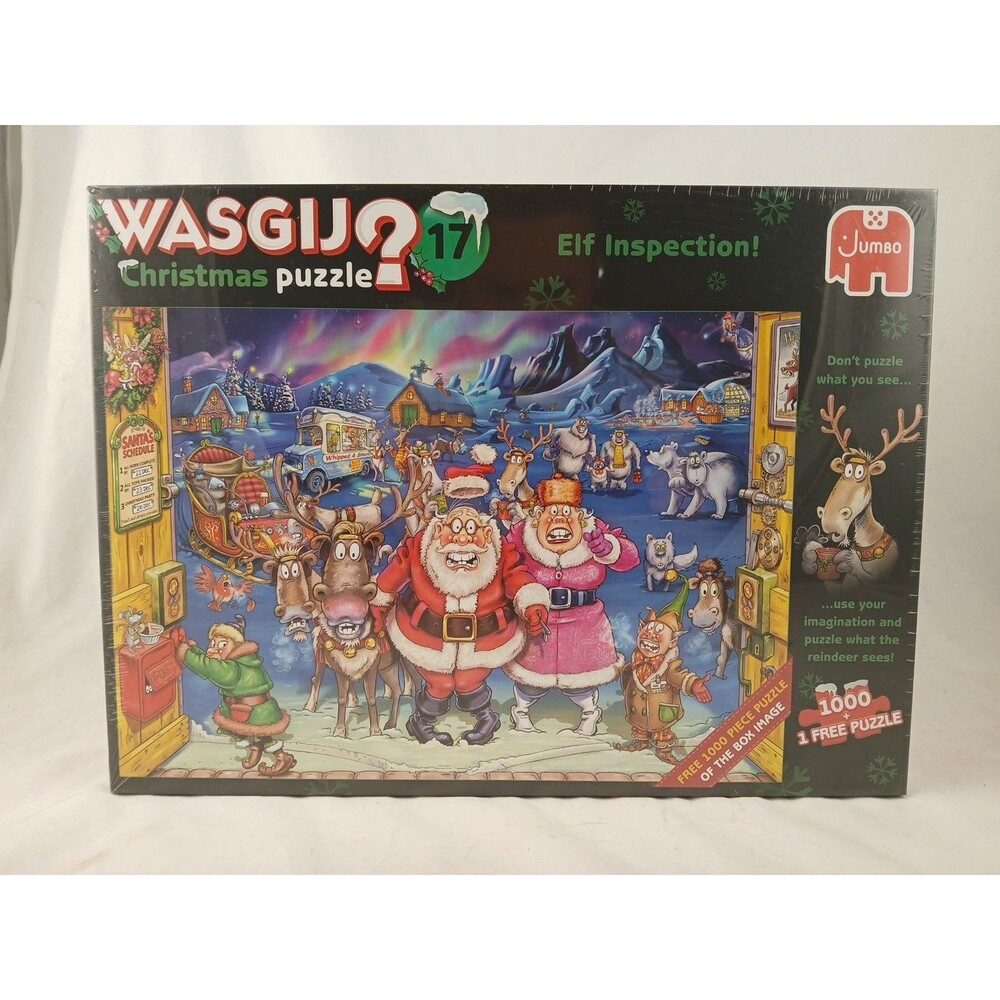 Wasgij? x2 1000 Piece Christmas Puzzles #17-Elf Inspection! & Bonus-NEW/SEALED!